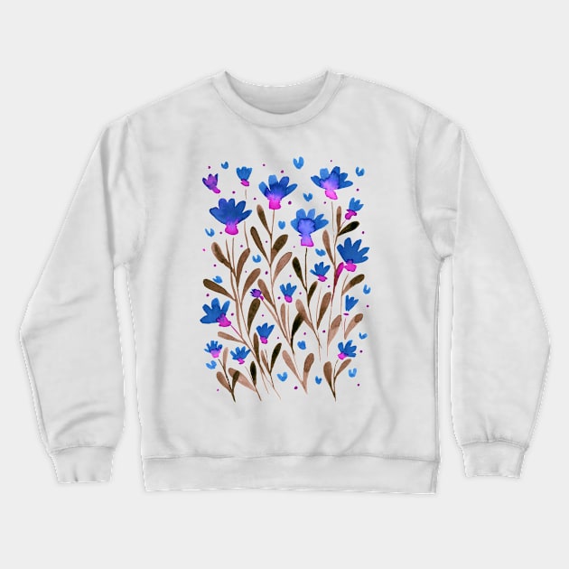 Forget me not flowers - blue and pink Crewneck Sweatshirt by wackapacka